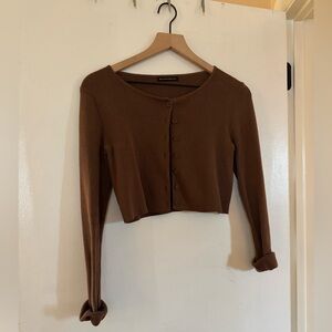 Brandy Melville Brown Ribbed Long Sleeve crop sweater